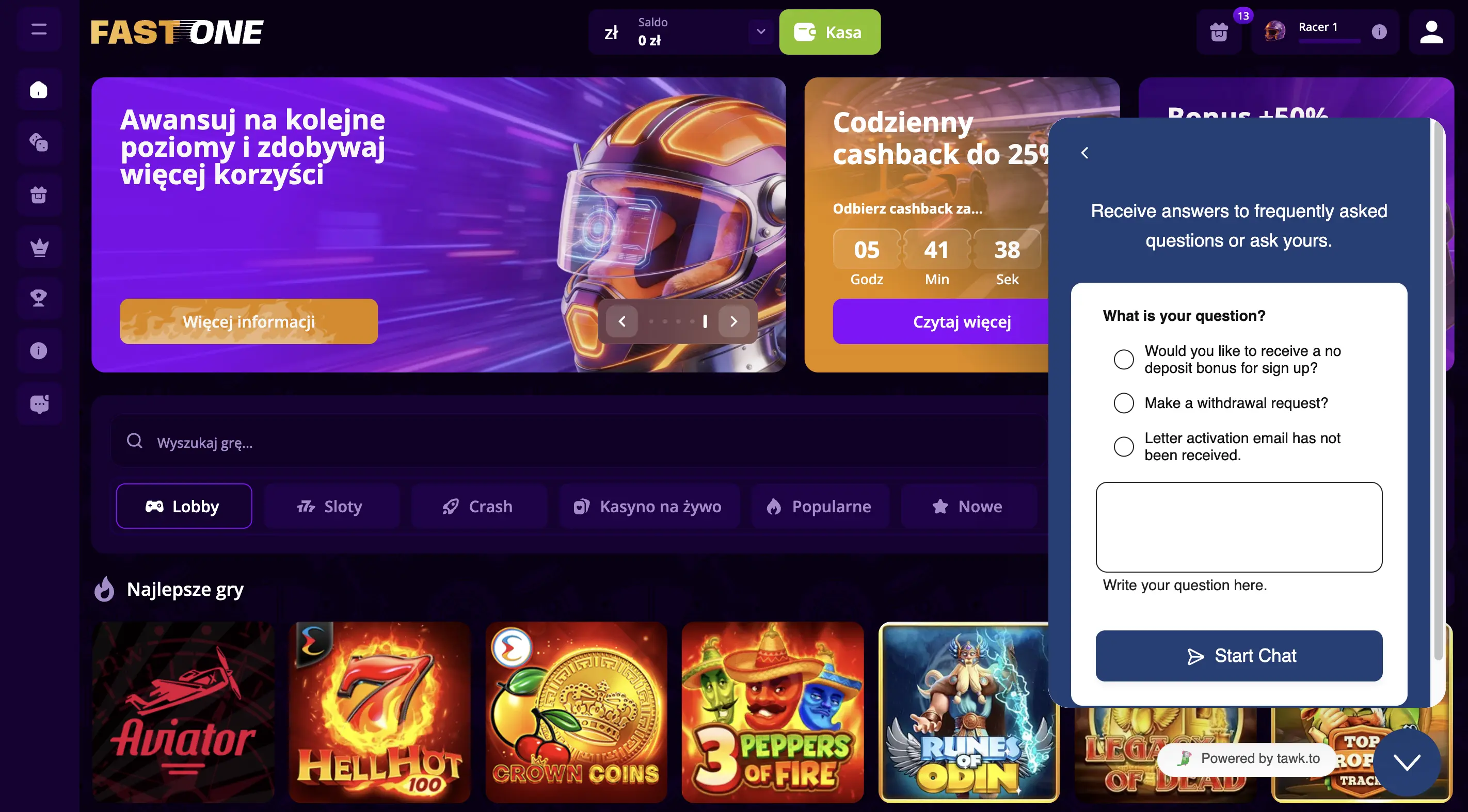 Kontakt i zasady bezpiecznej gry w Fast One Casino